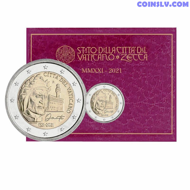 2 Euro Coin Vatican 2021 The 700th anniversary of the death of